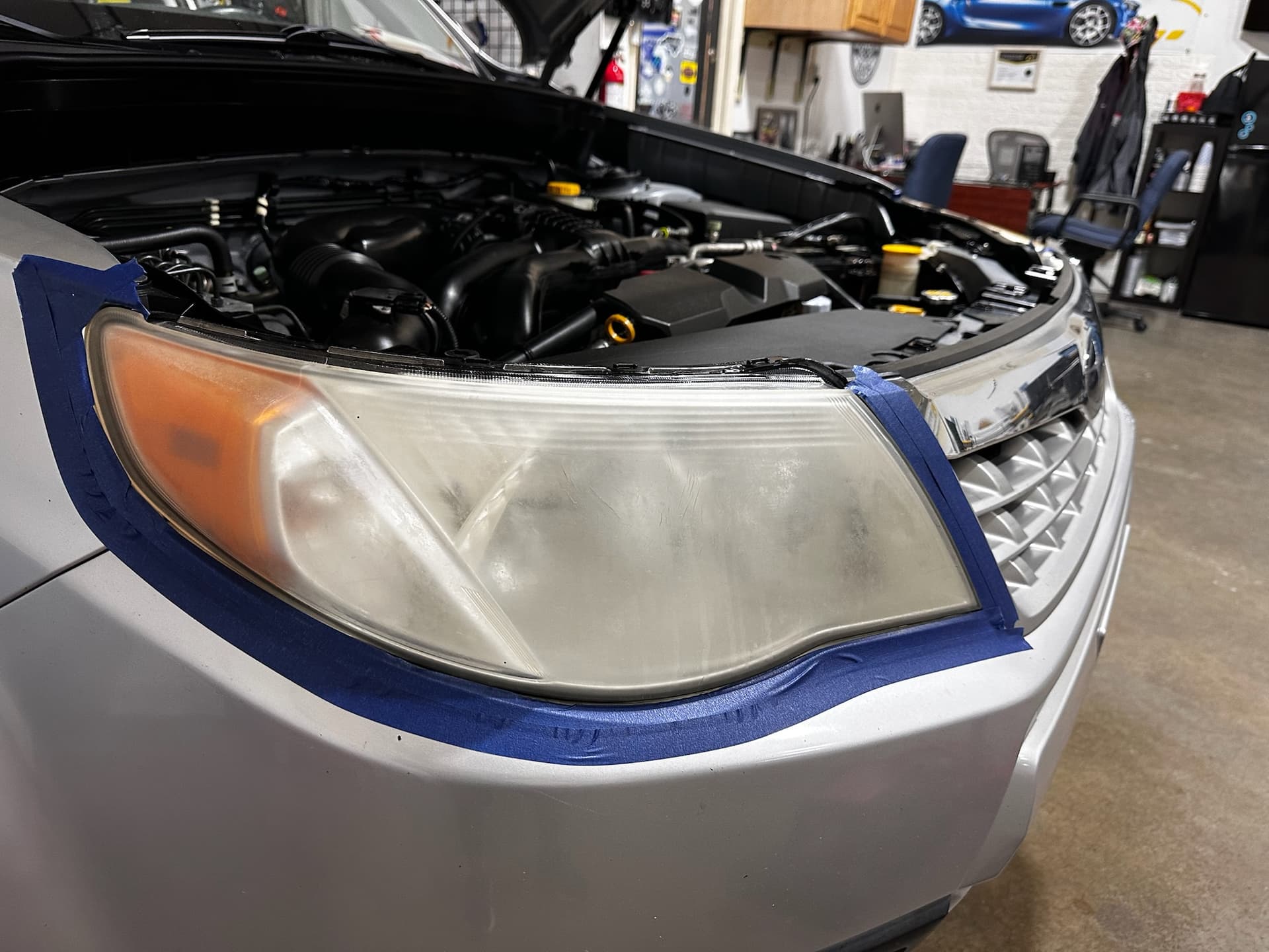 Smoked headlight close-up — side angle showing tint depth